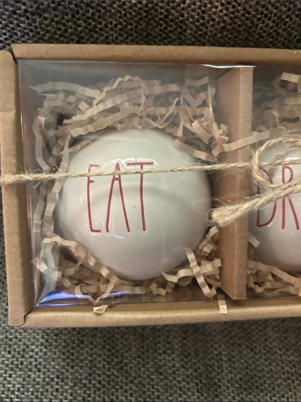 New Rae Dunn Christmas Ceramic Ornaments Eat, DRINK, BE MERRY